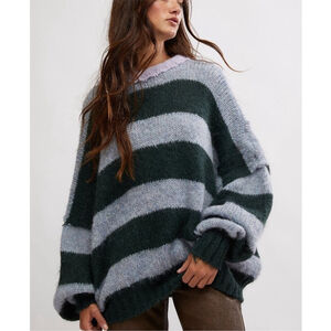 FREE PEOPLE Alpaca Wool Paris Sweater / Forest Cloud Combo Size M